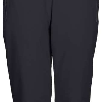 Killtec Ladies Erielle Pant Detch Sus - Black pants with a subtle pattern of thin white lines on the lower leg, featuring adjustable straps and a zippered pocket at the back.