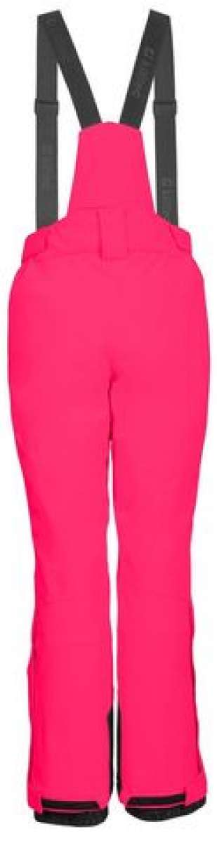 Killtec Ladies Erielle Pant With Detachable Suspenders - 2022 model ladies' pink snow pants with black suspenders and trim, featuring a zippered pocket on the thigh.