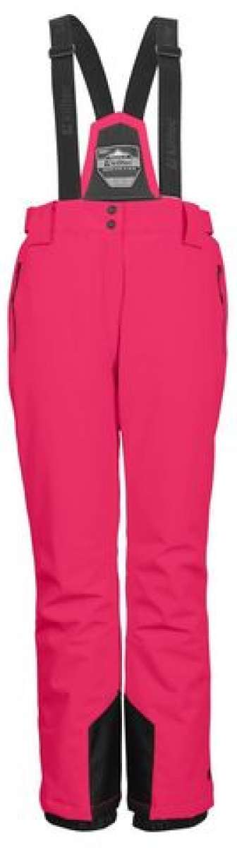 Killtec Ladies Erielle Pant With Detachable Suspenders - 2022 model ladies pink ski pants with black detachable suspenders and adjustable velcro waistband.
