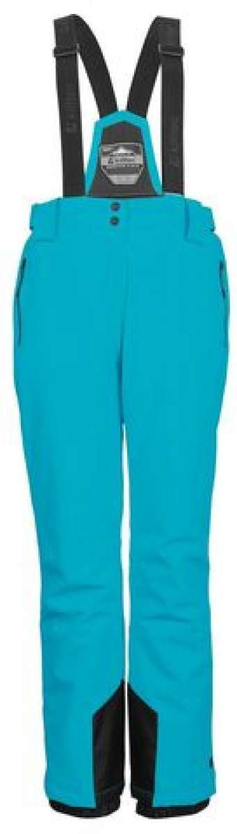 Killtec Ladies Erielle Pant With Detachable Suspenders - Black suspenders attached to black pants with a slight sheen.