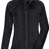 Killtec Women's Fashion PowerStretch Jacket 2022-2023 - A black jacket with horizontal stripes and a high collar, featuring zippered pockets on either side.