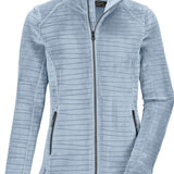 Killtec Women's Fashion PowerStretch Jacket - A light blue jacket with horizontal stripes and a high collar, featuring two zippered pockets on either side.