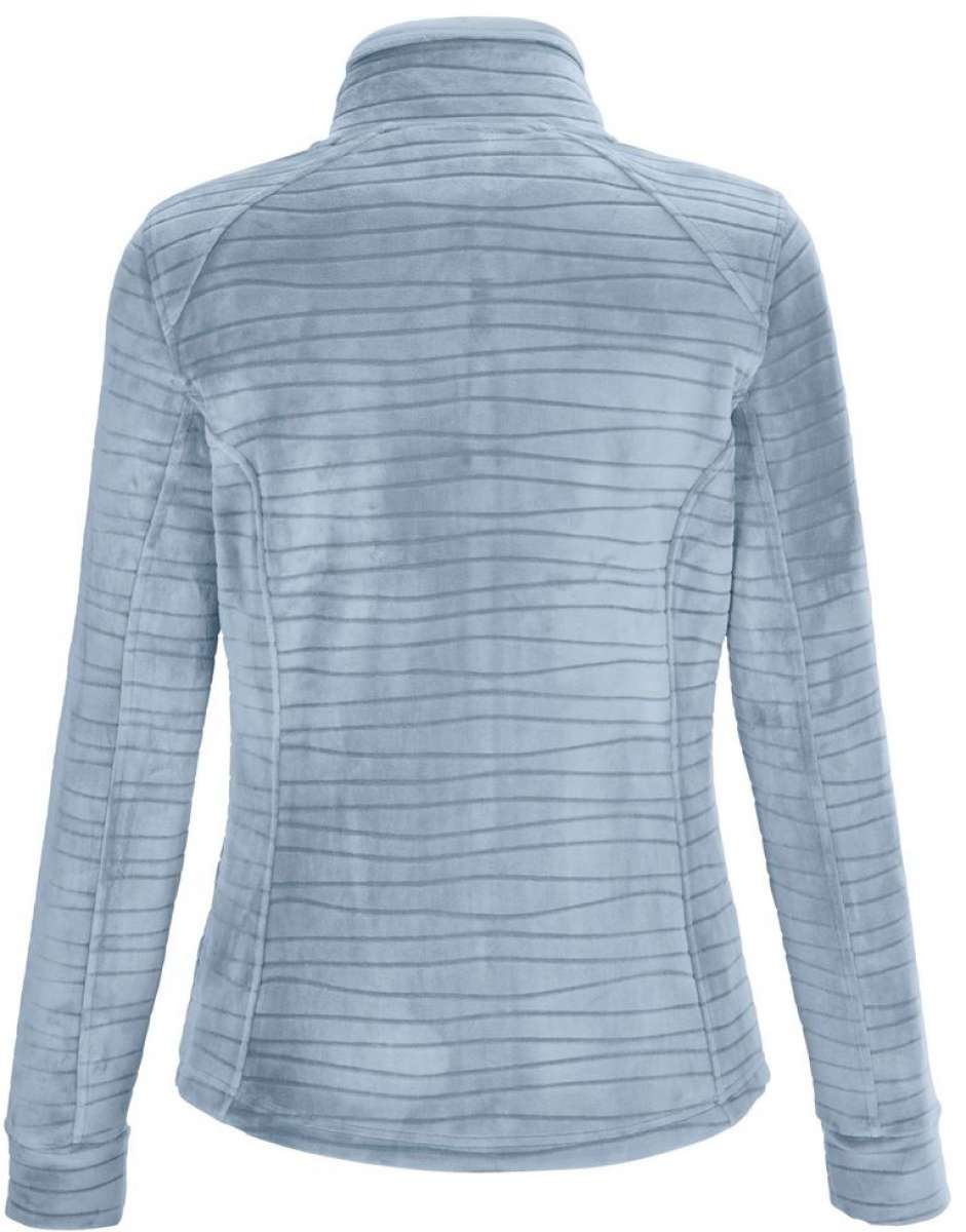 Killtec Women's Fashion PowerStretch Jacket 2022-2023 - A light blue jacket with horizontal stripes and a high collar, featuring long sleeves and a fitted silhouette.