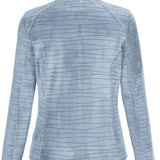 Killtec Women's Fashion PowerStretch Jacket 2022-2023 - A light blue jacket with horizontal stripes and a high collar, featuring long sleeves and a fitted silhouette.