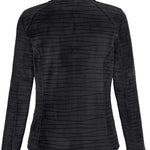 Killtec Women's Fashion PowerStretch Jacket - A black jacket with horizontal stripes and a high collar, featuring long sleeves and a fitted silhouette.