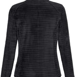 Killtec Women's Fashion PowerStretch Jacket - A black jacket with horizontal stripes and a high collar, featuring long sleeves and a fitted silhouette.
