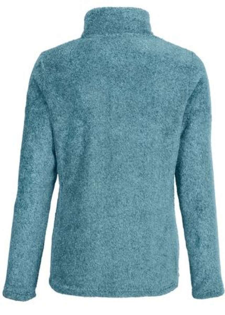 Killtec Ladies Fleece Fullzip Jacket 2022 - A heathered blue fleece jacket with zippered pockets and a full-zip front.