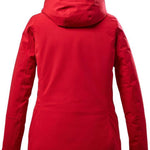 Killtec Women's Functional Insulated Jacket 2022-2023 - A red jacket with a hood, featuring two zippered pockets on the front and a zipper closure at the top.