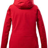 Killtec Women's Functional Insulated Jacket 2022-2023 - A red jacket with a hood, featuring two zippered pockets on the front and a zipper closure at the top.