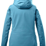 Killtec Women's Functional Insulated Jacket 2022-2023 - A blue jacket with a hood, featuring two zippered pockets on the front and a zipper closure at the top.