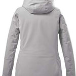 Killtec Ladies Functional Insulated Jacket 2022 - A light grey jacket with a hood, featuring two zippered pockets on the front and a zipper closure at the top.