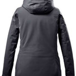 Killtec Ladies Functional Insulated Jacket 2022 - A dark grey jacket with a hood, featuring two zippered pockets on the front and a zipper running down the middle.