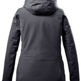 Killtec Ladies Functional Insulated Jacket 2022 - A dark grey jacket with a hood, featuring two zippered pockets on the front and a zipper running down the middle.