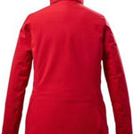 Killtec Ladies Functional Insulated Jacket 2022 - A red jacket with a high collar and zippered pockets, featuring a quilted pattern on the sleeves.