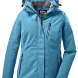 Killtec Ladies Functional Insulated Jacket 2022 - A blue jacket with a hood, featuring a zipper and two pockets on either side.