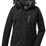 Killtec Ladies Functional Insulated Jacket 2022 - A black jacket with a hood, featuring two zippered pockets on either side and a central zipper down the front.