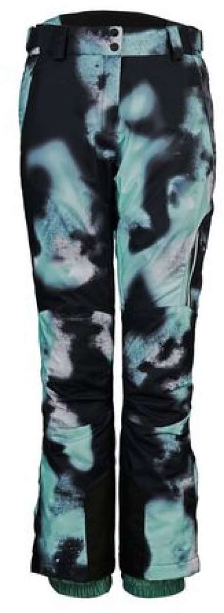 Killtec Ladies Functional Insulated Pant 2022 - Black insulated ski pants with a white snowflake pattern on the left leg.