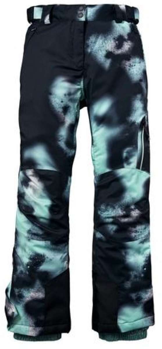 Killtec Ladies Functional Insulated Pant 2022 - Black insulated ski pants with a subtle pattern of thin white lines and small dots on the left leg.