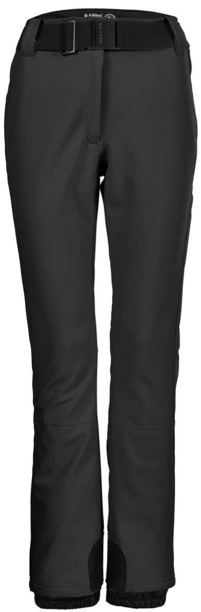 Killtec Women's Jilia Soft Shell Pant 2022-2023 - A pair of black women's soft shell pants with a belt and zippered pockets.