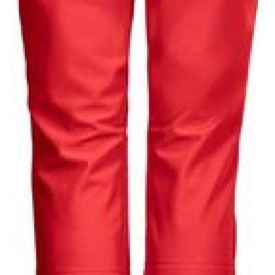 Killtec Ladies Jilia Softshell Pant 2022 - A pair of red snow pants with a black waistband and two vertical black zippers on each leg.