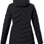 Killtec Women's KOW 61 Quilted Jacket 2022-2023 - A black quilted jacket with diagonal lines and a hood.