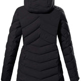 Killtec Women's KOW 61 Quilted Jacket 2022-2023 - A black quilted jacket with diagonal lines and a hood.