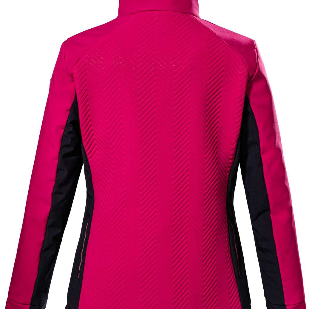 Killtec Women's KOW 99 Stretch Jacket 2023 - A pink jacket with a high collar and diagonal chevron pattern on the back.