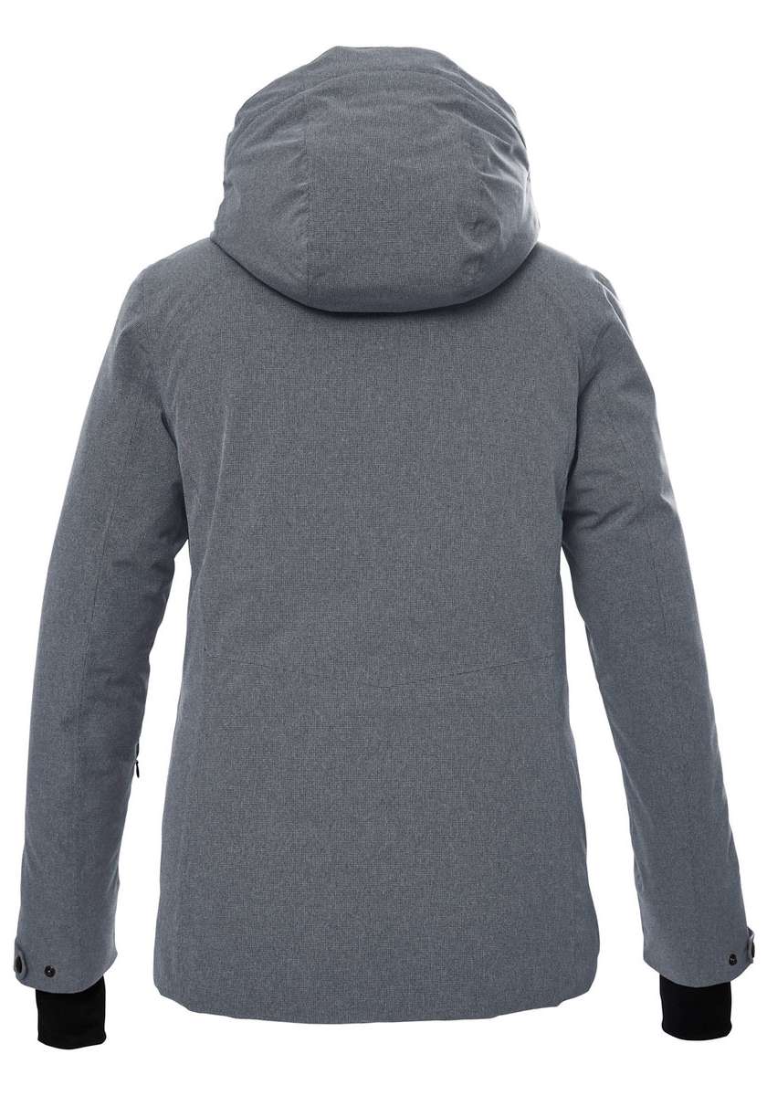 Killtec Ladies KSW 51 Insulated Jacket 2024 - A grey jacket with a hood, featuring black accents on the cuffs and zipper.