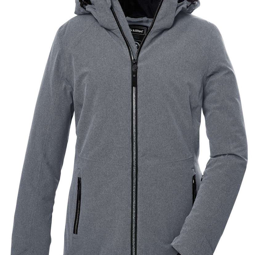 Killtec Ladies KSW 51 Insulated Jacket 2024 - A grey jacket with a black zipper and two zippered pockets on either side.