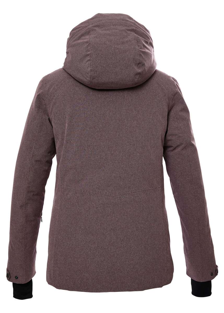 Killtec Ladies KSW 51 Insulated Jacket 2024 - A brown jacket with a hood, featuring black accents on the cuffs and zipper.