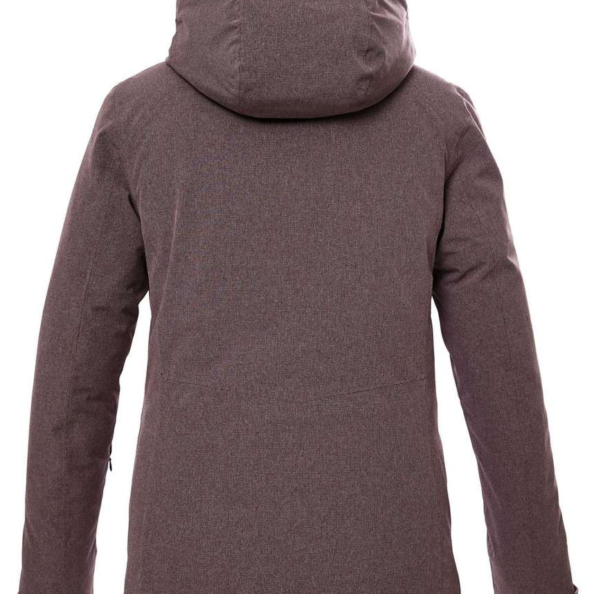 Killtec Ladies KSW 51 Insulated Jacket 2024 - A brown jacket with a hood, featuring black accents on the cuffs and zipper.