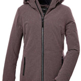 Killtec Ladies KSW 51 Insulated Jacket 2024 - A brown jacket with a hood, featuring black zippers and a black logo on the left chest.