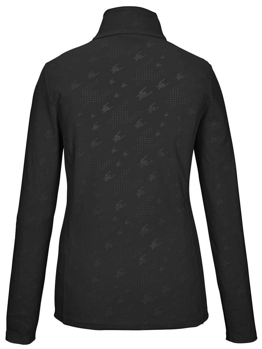 Killtec Ladies KSW 54 Quarter Zip Top 2024 - A black quarter-zip top with a subtle pattern of small, light gray dots and a darker gray logo on the chest.