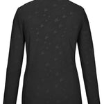 Killtec Ladies KSW 54 Quarter Zip Top 2024 - A black quarter-zip top with a subtle pattern of small, light gray dots and a darker gray logo on the chest.