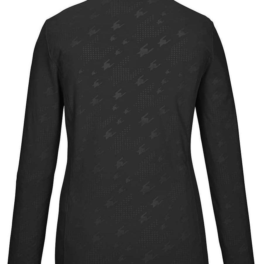 Killtec Ladies KSW 54 Quarter Zip Top 2024 - A black quarter-zip top with a subtle pattern of small, light gray dots and a darker gray logo on the chest.