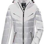 Killtec Women's KSW 76 Quilted Jacket 2022-2023 - A white quilted jacket with a hood, featuring black zippers and accents.