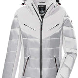 Killtec Women's KSW 76 Quilted Jacket 2022-2023 - A white quilted jacket with a hood, featuring black zippers and accents.