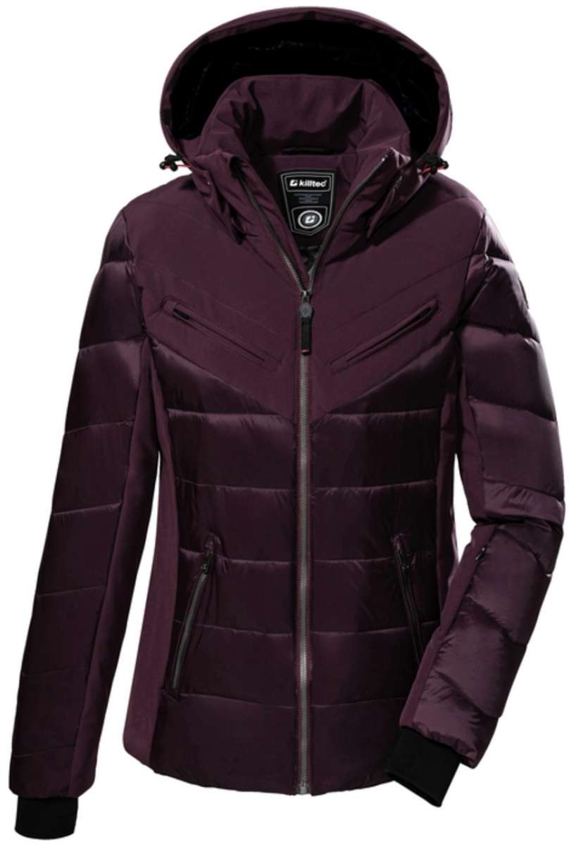 Killtec Women's KSW 76 Quilted Jacket - A quilted jacket with a hood, featuring a black and white color scheme.