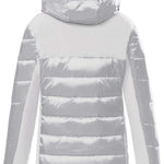 Killtec Women's KSW 76 Quilted Jacket 2022-2023 - A white quilted jacket with a hood, featuring horizontal quilting and black cuffs at the wrists.
