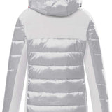 Killtec Women's KSW 76 Quilted Jacket 2022-2023 - A white quilted jacket with a hood, featuring horizontal quilting and black cuffs at the wrists.