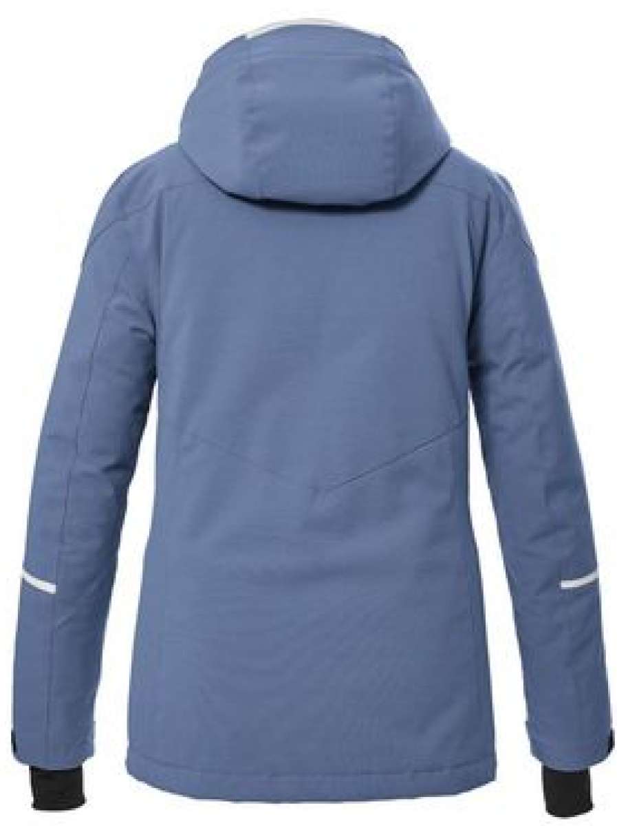 Killtec Ladies KSW 81 Insulated Jacket 2024 - A blue jacket with a hood, featuring white accents on the shoulders and chest.