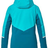 Killtec Ladies KSW 84 Insulated Jacket 2024 - A teal and light blue jacket with a hood, featuring white accents on the shoulders and chest.