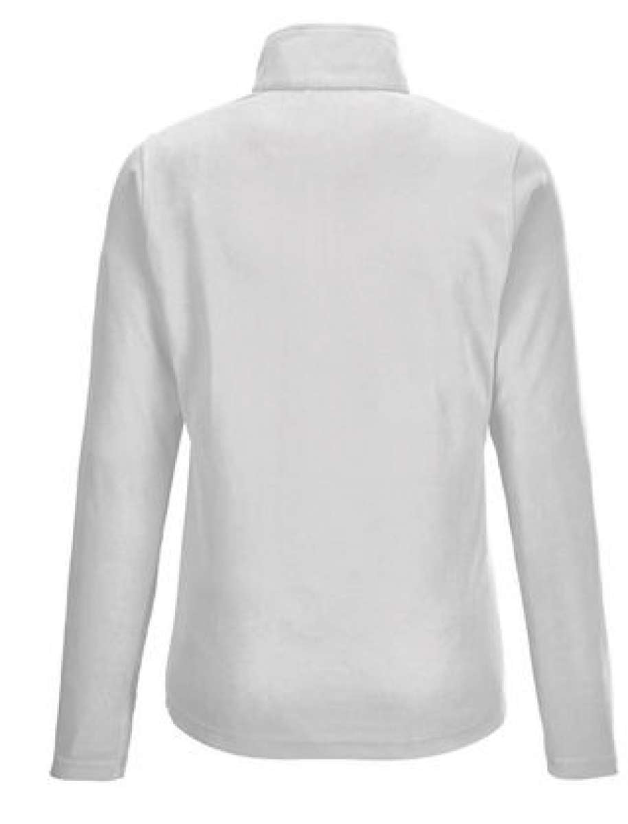 Killtec Women's Microfleece 1/4 Zip Shirt 2022 - A light grey zip-up shirt with a quarter-length zipper and two pockets on either side.