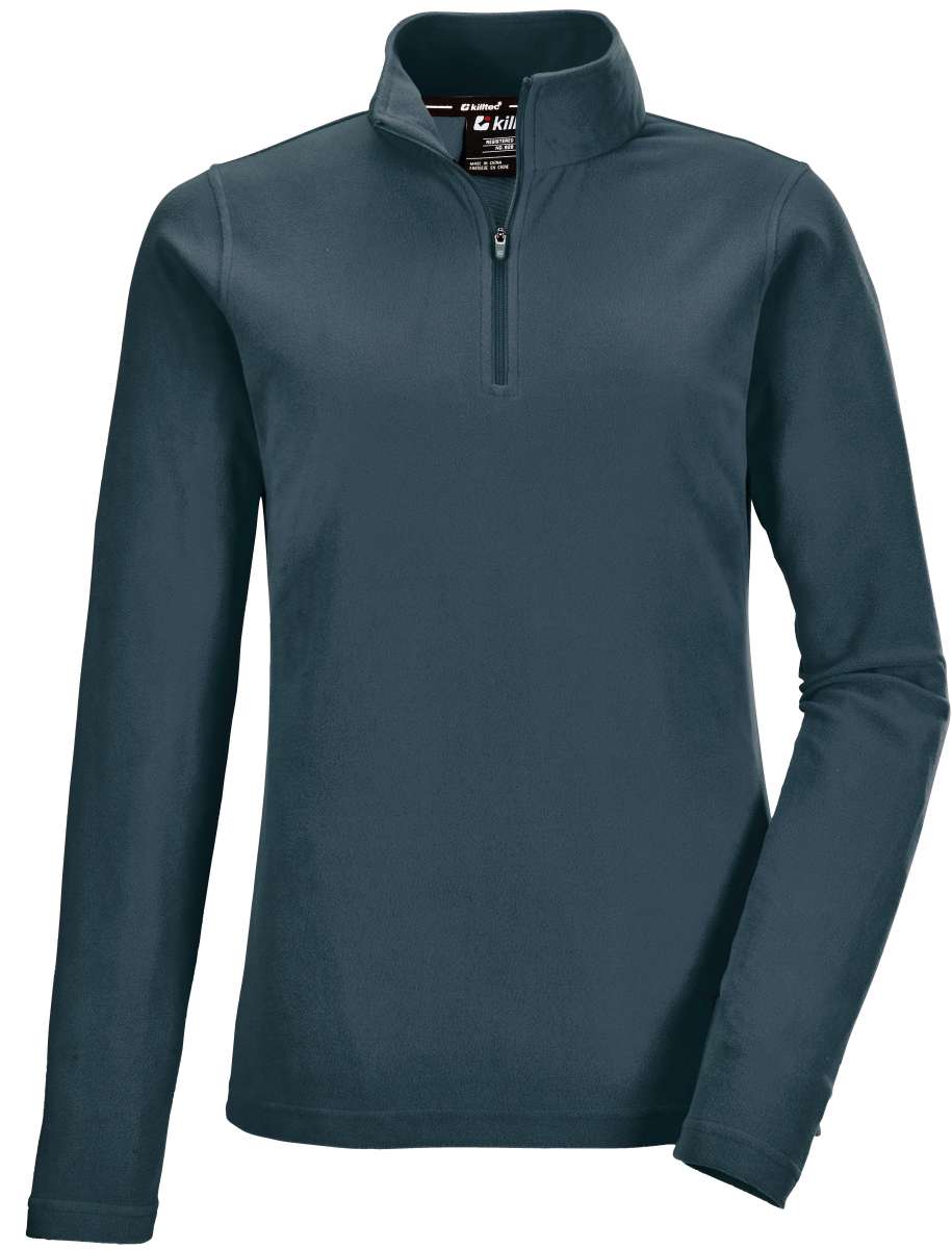 Killtec Women's Microfleece 1/4 Zip Shirt 2022 - A dark-colored, quarter-zip fleece shirt with a collar and long sleeves.