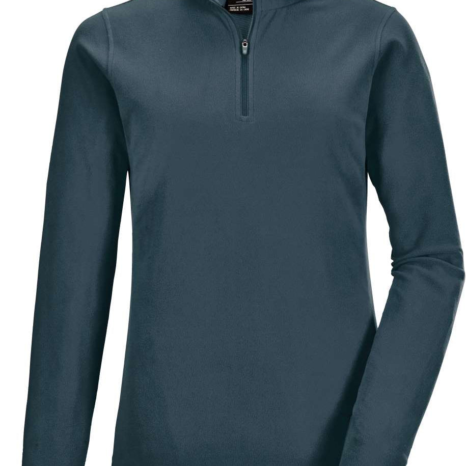 Killtec Women's Microfleece 1/4 Zip Shirt 2022 - A dark-colored, quarter-zip fleece shirt with a collar and long sleeves.