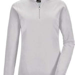 Killtec Women's Microfleece 1/4 Zip Shirt 2022 - A light grey quarter-zip fleece pullover with a collar and two zippered pockets on the front.