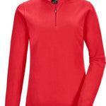 Killtec Women's Microfleece 1/4 Zip Shirt 2022 - A coral-colored, quarter-zip pullover with a collar and long sleeves.