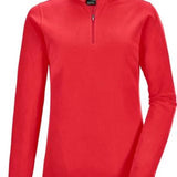 Killtec Women's Microfleece 1/4 Zip Shirt 2022 - A coral-colored, quarter-zip pullover with a collar and long sleeves.