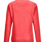 Killtec Women's Microfleece 1/4 Zip Shirt 2022 - A coral-colored fleece zip-up shirt with a quarter-length zipper and two chest pockets.