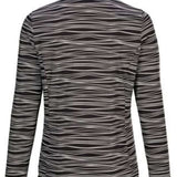 Killtec Ladies Powerstretch Print Shirt 2022 - A black shirt with a wavy white and grey pattern, featuring long sleeves and a high collar.